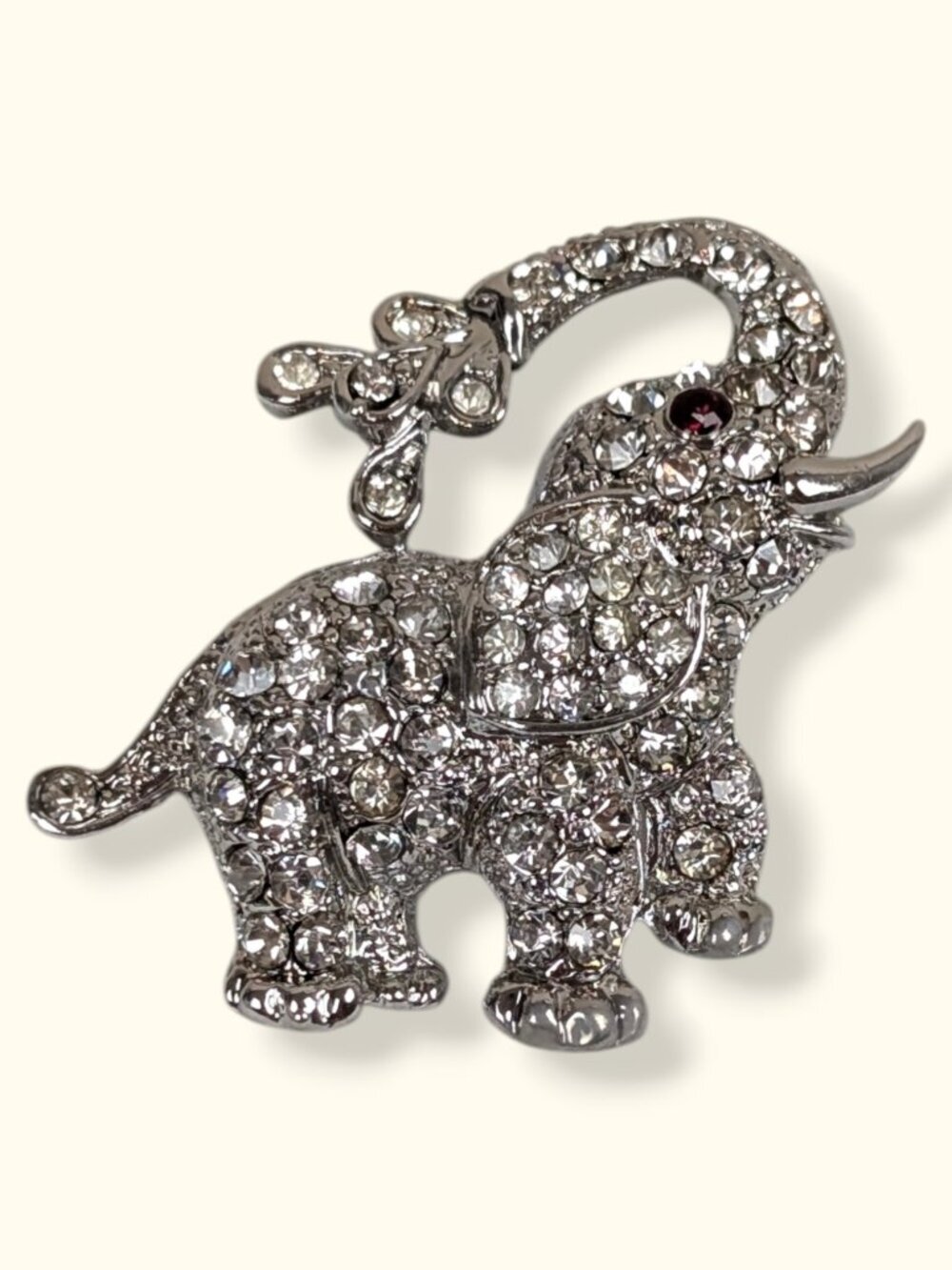 Vintage Whimsical Rhinestone Elephant Brooch